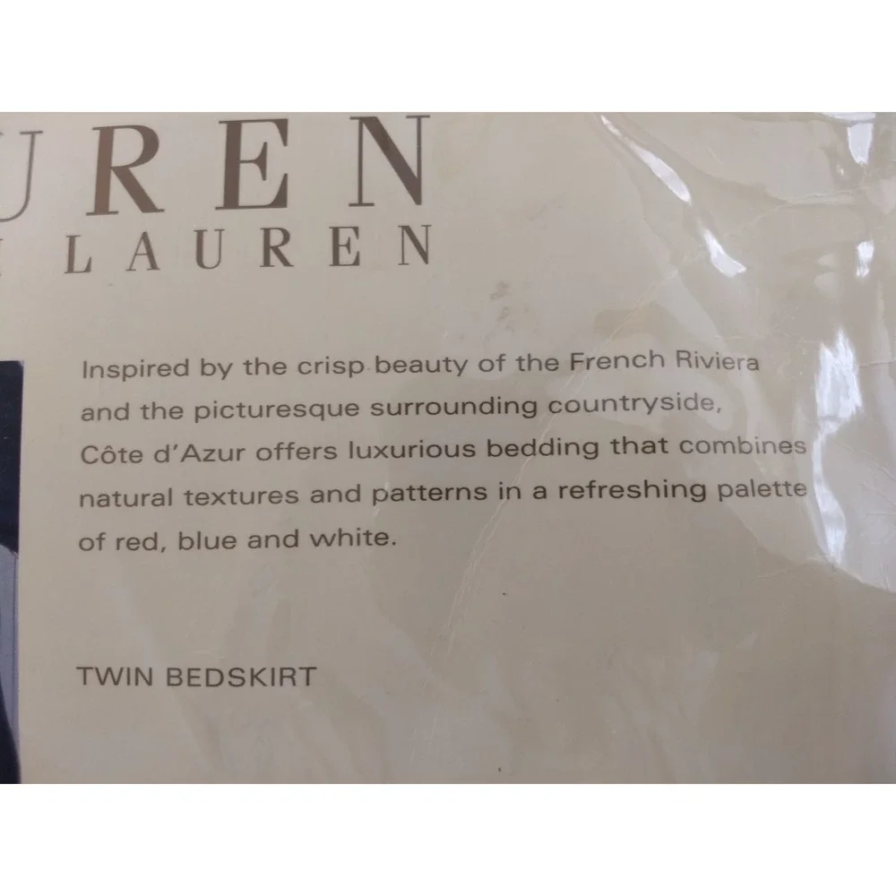 Ralph Lauren‎ Cote D'Azur Twin Bedskirt Indigo Blue Floral 100% Cotton USA NEW